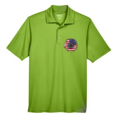 American Flag Vintage Sunflower 4th Of July Mom Mama Gift Men's Origin Performance Piqué Polo