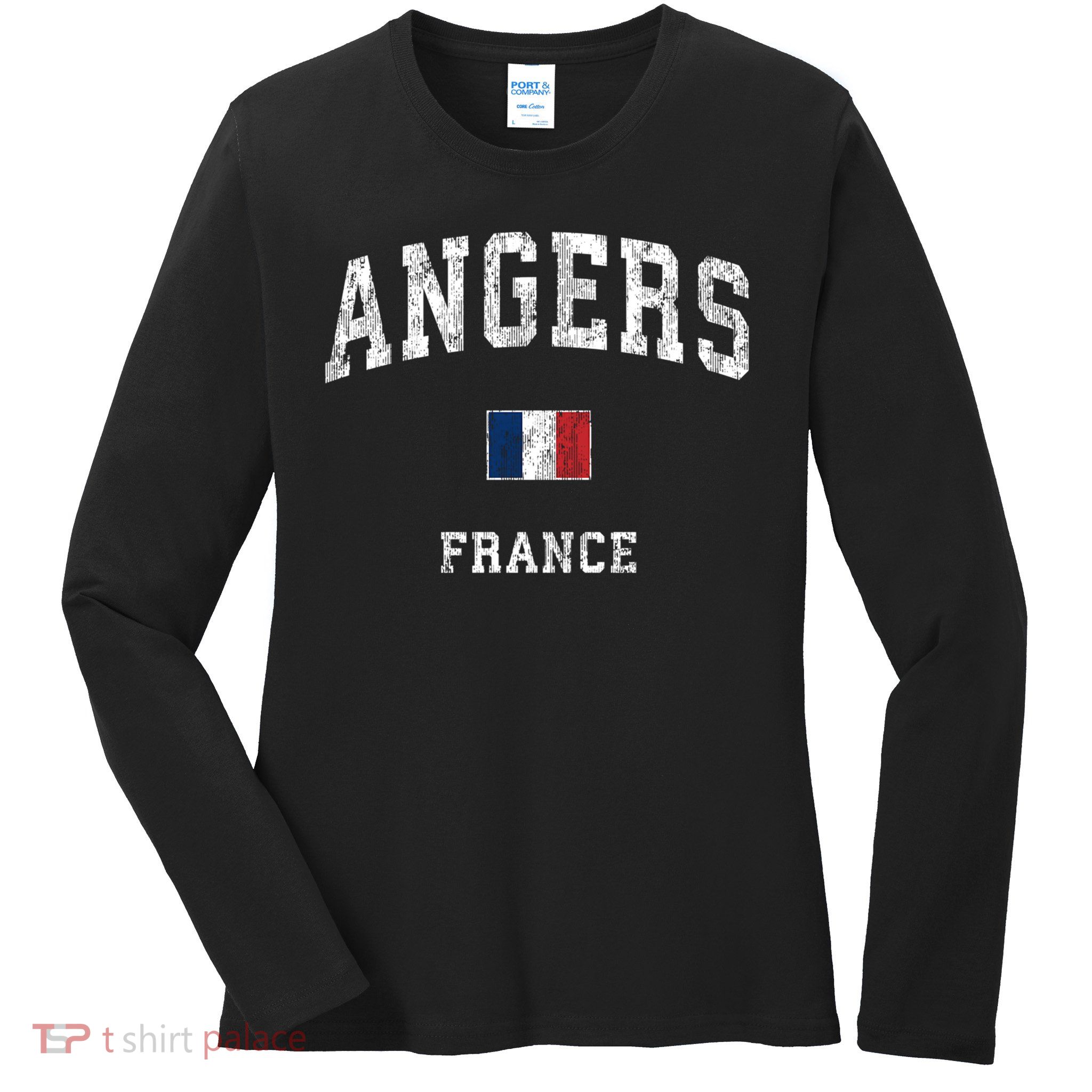 Angers France Vintage Athletic Sports Ladies Long Sleeve Shirt