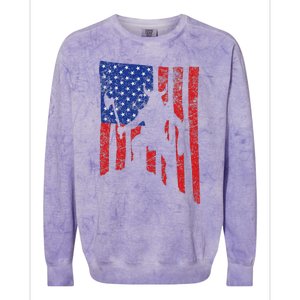 American Flag Viking By Blood Axe Norse Mythology Valhalla Colorblast Crewneck Sweatshirt