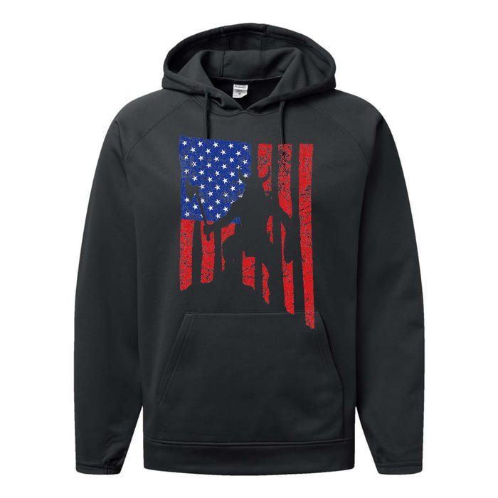 American Flag Viking By Blood Axe Norse Mythology Valhalla Performance Fleece Hoodie