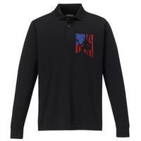 American Flag Viking By Blood Axe Norse Mythology Valhalla Performance Long Sleeve Polo