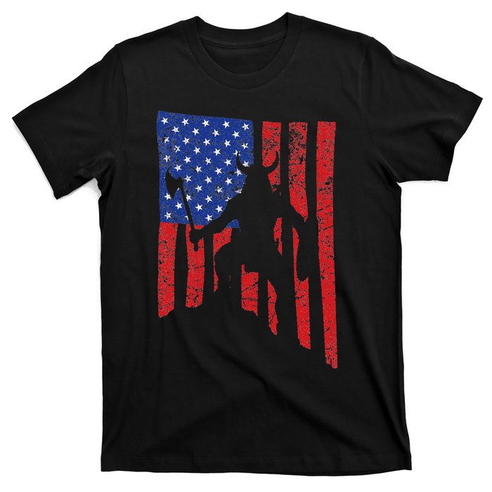 American Flag Viking By Blood Axe Norse Mythology Valhalla T-Shirt