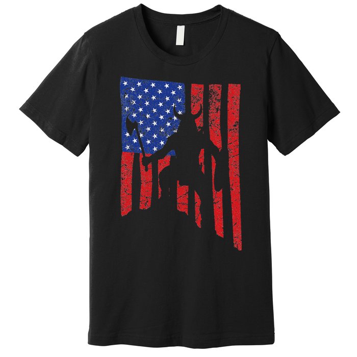 American Flag Viking By Blood Axe Norse Mythology Valhalla Premium T-Shirt