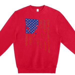 American Flag Viking By Blood Axe Norse Mythology Valhalla Premium Crewneck Sweatshirt