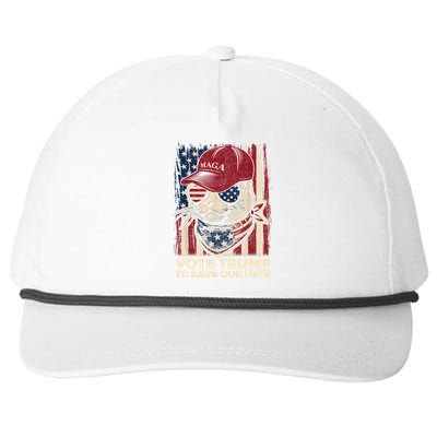 American Flag Vote Trump To Save Our Pets 2024 Maga Trump Snapback Five-Panel Rope Hat