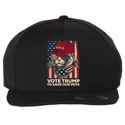 American Flag Vote Trump To Save Our Pets 2024 Maga Trump Wool Snapback Cap