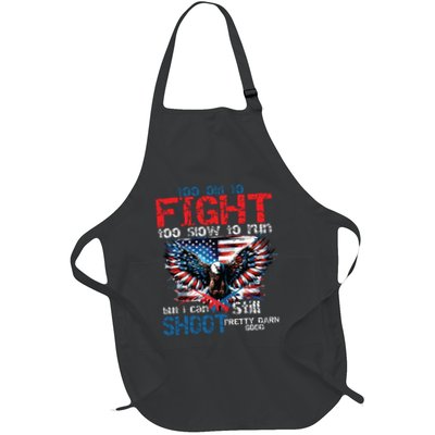 American Flag Veteran Too Old To Fight Too Slow To Run Eagle Full-Length Apron With Pockets
