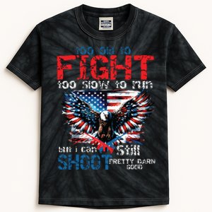 American Flag Veteran Too Old To Fight Too Slow To Run Eagle Kids Tie-Dye T-Shirt