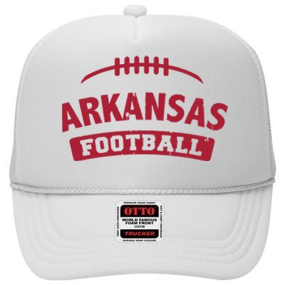 Arkansas Football Vintage Distressed High Crown Mesh Back Trucker Hat