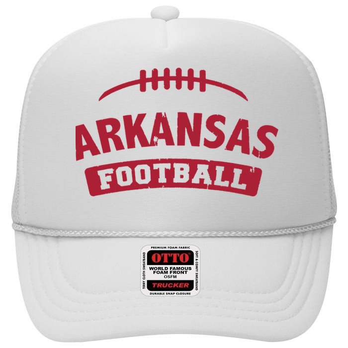 Arkansas Football Vintage Distressed High Crown Mesh Back Trucker Hat