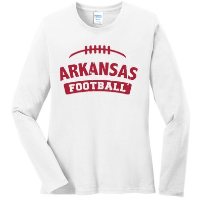 Arkansas Football Vintage Distressed Ladies Long Sleeve Shirt