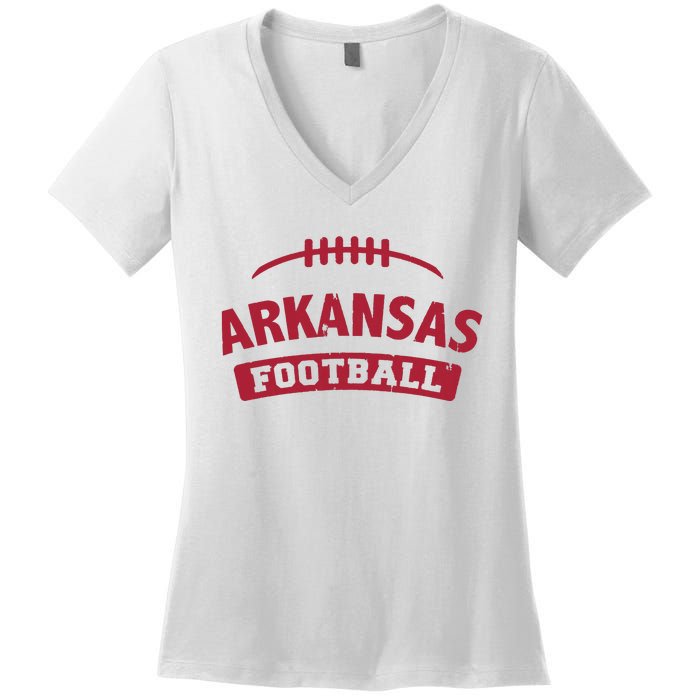 Arkansas Football Vintage Distressed Women's V-Neck T-Shirt