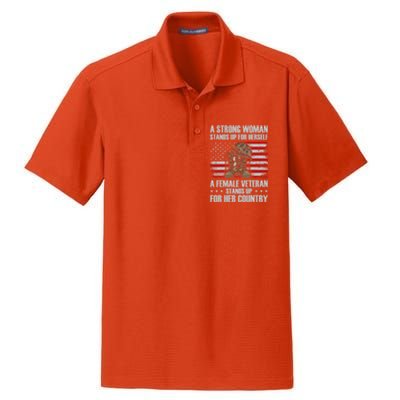 A Female Veteran Stands For Her Country Veteran Mom Cool Gift Dry Zone Grid Polo