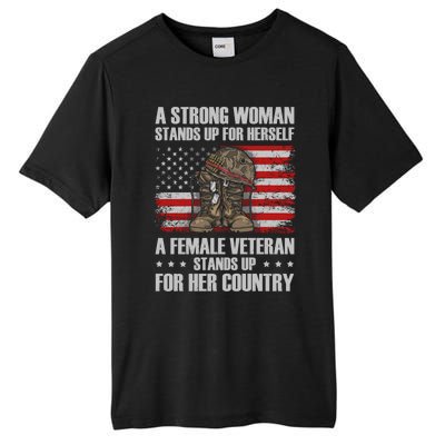 A Female Veteran Stands For Her Country Veteran Mom Cool Gift Tall Fusion ChromaSoft Performance T-Shirt