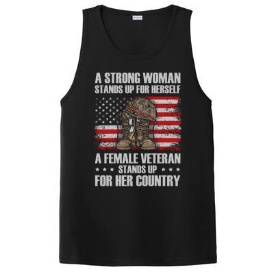 A Female Veteran Stands For Her Country Veteran Mom Cool Gift PosiCharge Competitor Tank