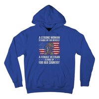 A Female Veteran Stands For Her Country Veteran Mom Cool Gift Hoodie