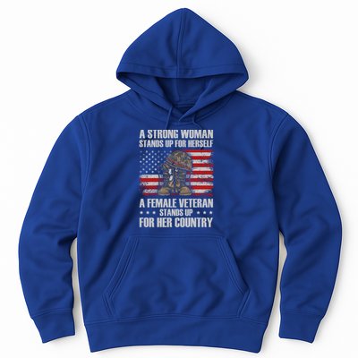 A Female Veteran Stands For Her Country Veteran Mom Cool Gift Hoodie