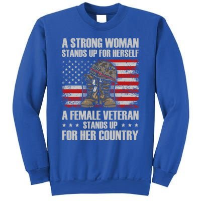 A Female Veteran Stands For Her Country Veteran Mom Cool Gift Sweatshirt