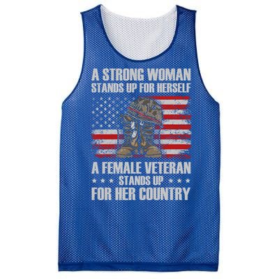 A Female Veteran Stands For Her Country Veteran Mom Cool Gift Mesh Reversible Basketball Jersey Tank