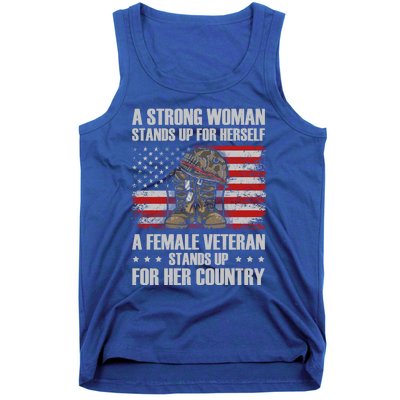 A Female Veteran Stands For Her Country Veteran Mom Cool Gift Tank Top