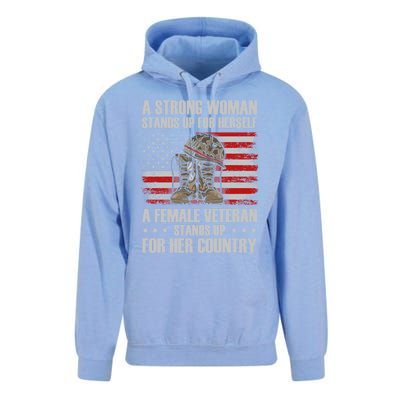 A Female Veteran Stands For Her Country Veteran Mom Cool Gift Unisex Surf Hoodie