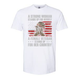 A Female Veteran Stands For Her Country Veteran Mom Cool Gift Softstyle CVC T-Shirt