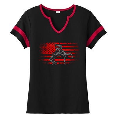 American Flag Wrestling Wrestling Ladies Halftime Notch Neck Tee