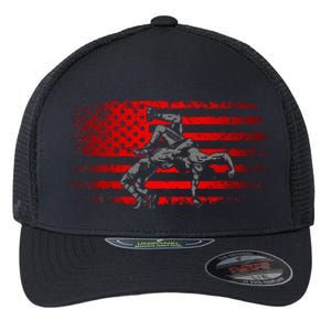 American Flag Wrestling Wrestling Flexfit Unipanel Trucker Cap