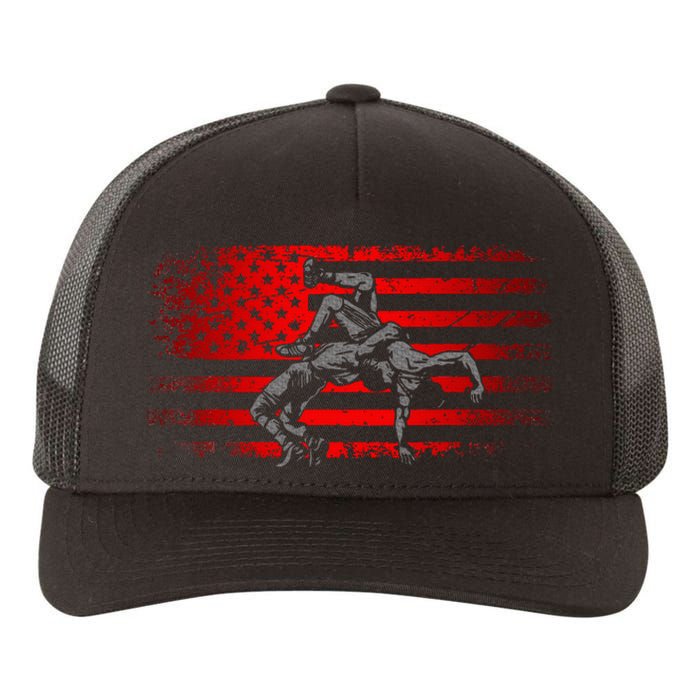 American Flag Wrestling Wrestling Yupoong Adult 5-Panel Trucker Hat