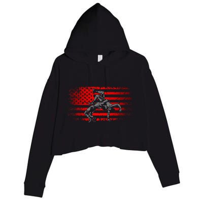 American Flag Wrestling Wrestling Crop Fleece Hoodie