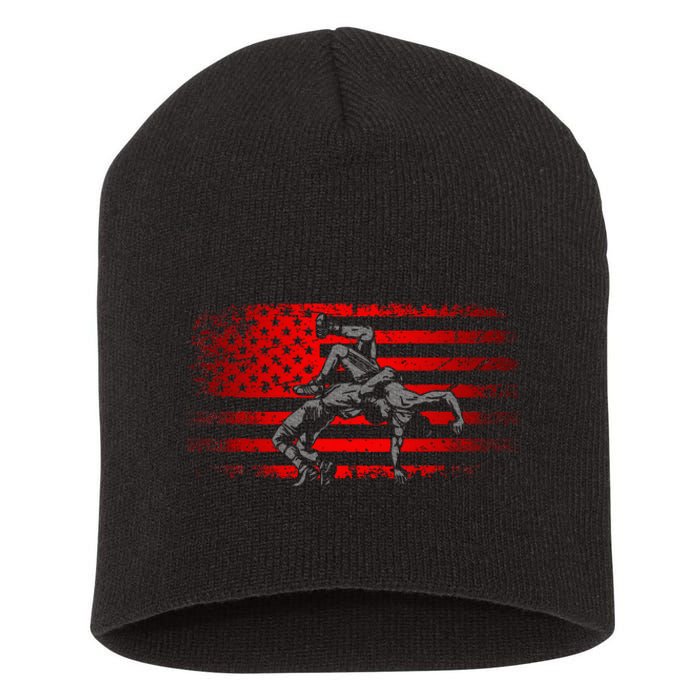 American Flag Wrestling Wrestling Short Acrylic Beanie