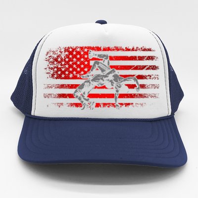 American Flag Wrestling Wrestling Trucker Hat