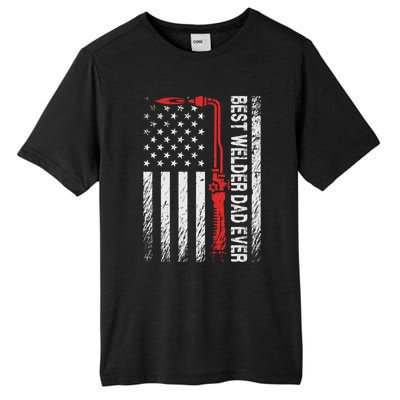 American Flag Welding Papa Fathers Day Best Welder Dad Ever Great Gift Tall Fusion ChromaSoft Performance T-Shirt