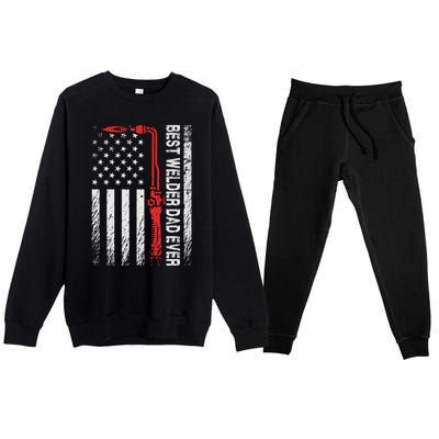 American Flag Welding Papa Fathers Day Best Welder Dad Ever Great Gift Premium Crewneck Sweatsuit Set