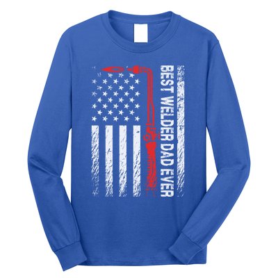 American Flag Welding Papa Fathers Day Best Welder Dad Ever Great Gift Long Sleeve Shirt