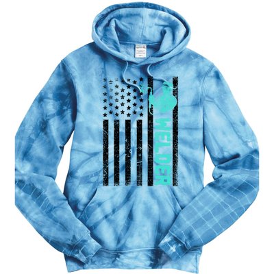 American Flag Welder Welding Vintage Metal Worker Cool Funny Gift Cool Gift Tie Dye Hoodie