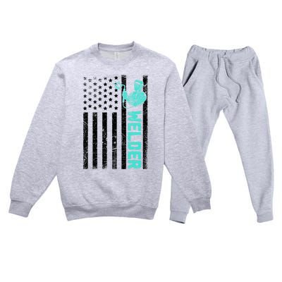 American Flag Welder Welding Vintage Metal Worker Cool Funny Gift Cool Gift Premium Crewneck Sweatsuit Set