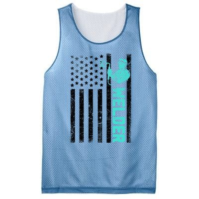 American Flag Welder Welding Vintage Metal Worker Cool Funny Gift Cool Gift Mesh Reversible Basketball Jersey Tank