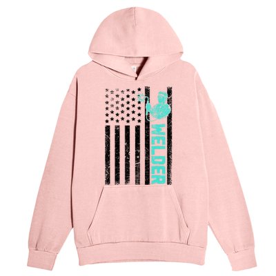 American Flag Welder Welding Vintage Metal Worker Cool Funny Gift Cool Gift Urban Pullover Hoodie