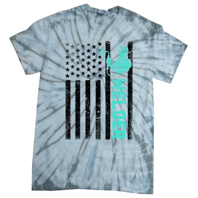 American Flag Welder Welding Vintage Metal Worker Cool Funny Gift Cool Gift Tie-Dye T-Shirt