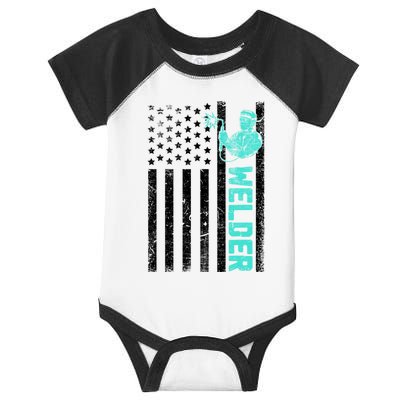 American Flag Welder Welding Vintage Metal Worker Cool Funny Gift Cool Gift Infant Baby Jersey Bodysuit