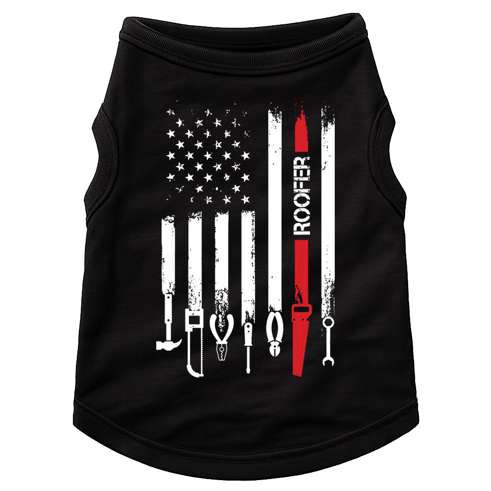 American Flag With Roofer For Women Men Father Doggie Tank