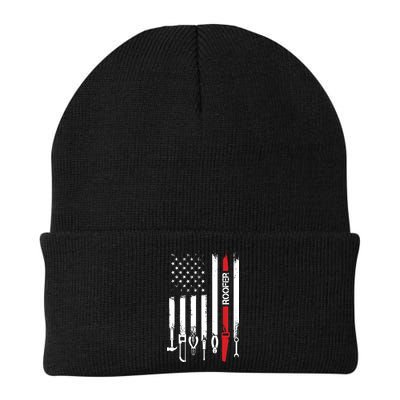 American Flag With Roofer For Women Men Father Beanie