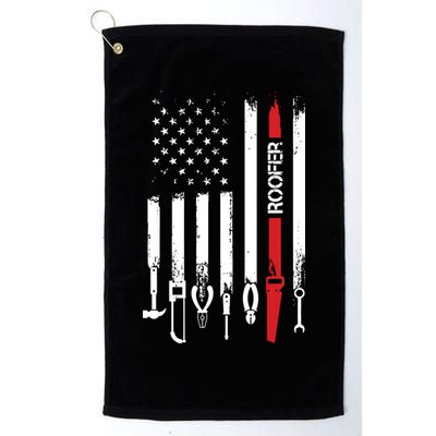 American Flag With Roofer For Women Men Father Golf Towel