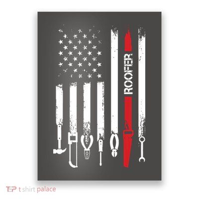 American Flag With Roofer For Women Men Father Poster