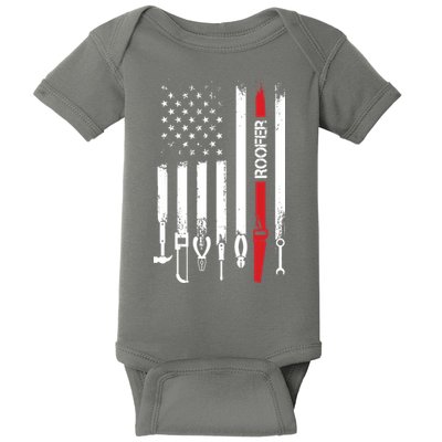 American Flag With Roofer For Women Men Father Baby Bodysuit
