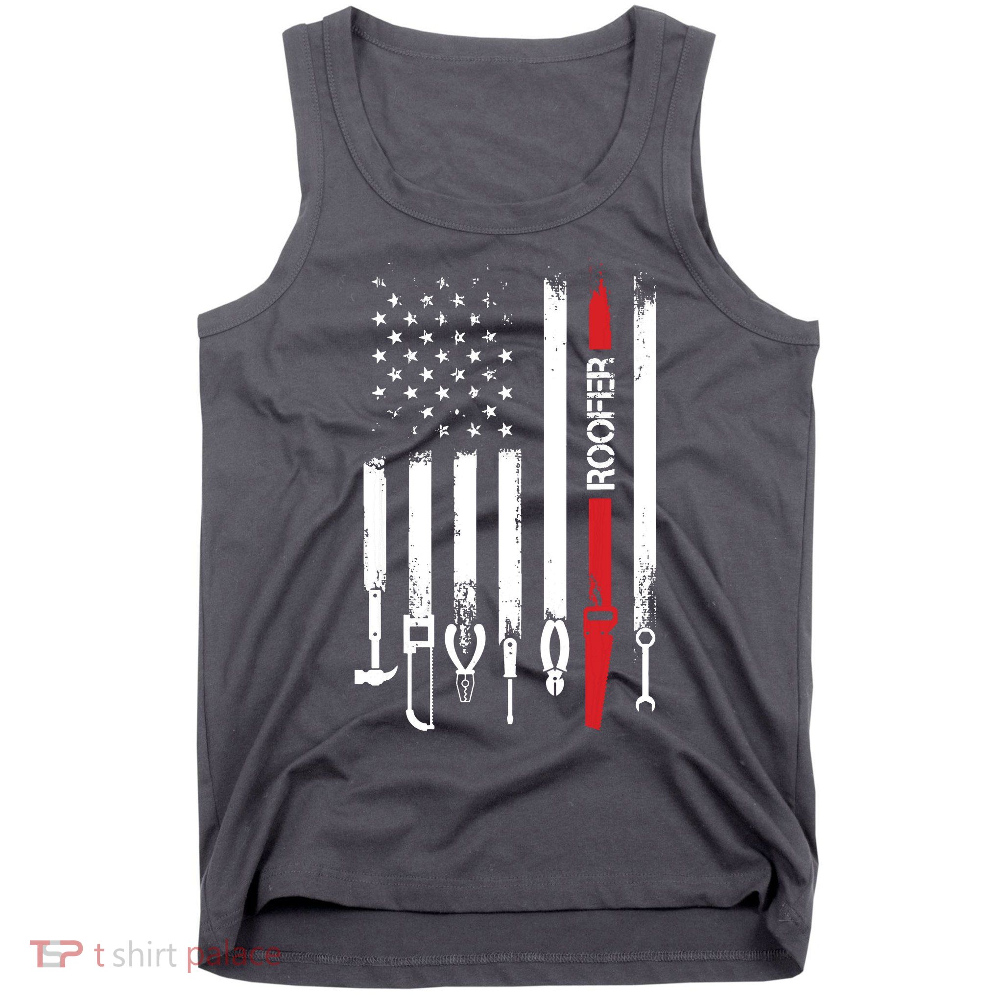 American Flag With Roofer For Women Men Father Tank Top