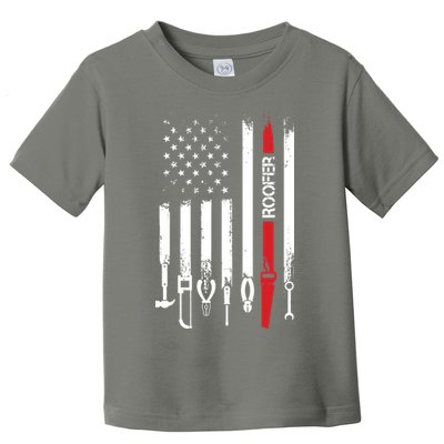 American Flag With Roofer For Women Men Father Toddler T-Shirt