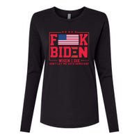 America Flag When I Die Dont Let Me Vote Democrat Anti Joe Biden Womens Cotton Relaxed Long Sleeve T-Shirt