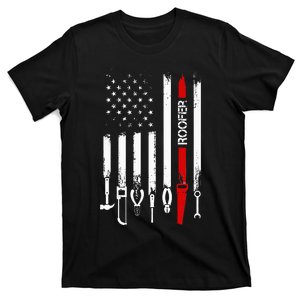 American Flag with Roofer for wo father T-Shirt